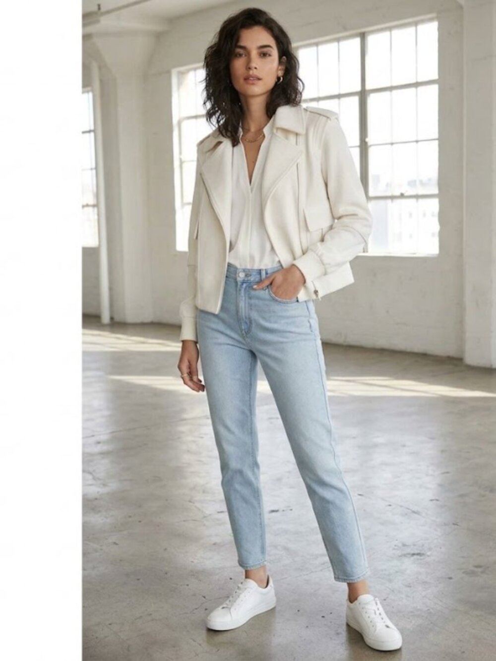 BCBG MaxAzria White/Ivory Jacket Large